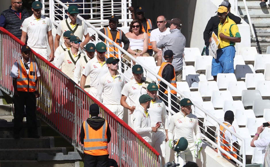 Before the start of play on Day four, the Australian players were booed by South African supporters at the Newlands. Reuters Before the start of play on Day four, the Australian players were booed by South African supporters at the Newlands. Reuters