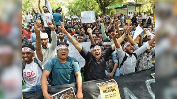 SSC paper leak: Staff Selection Commission candidates hold demonstration at Parliament Street to demand CBI probe