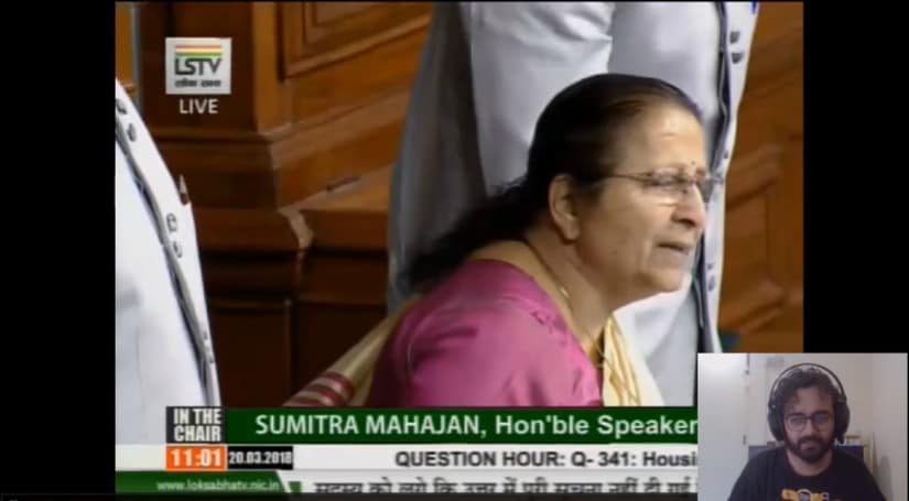 Meghnad's commentary of Parliament proceedings during Sansad Watch. YouTube screengrab