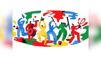 Google doodles to celebrate the festive spirit of Holi, marking the end of winter and emergence of spring in India