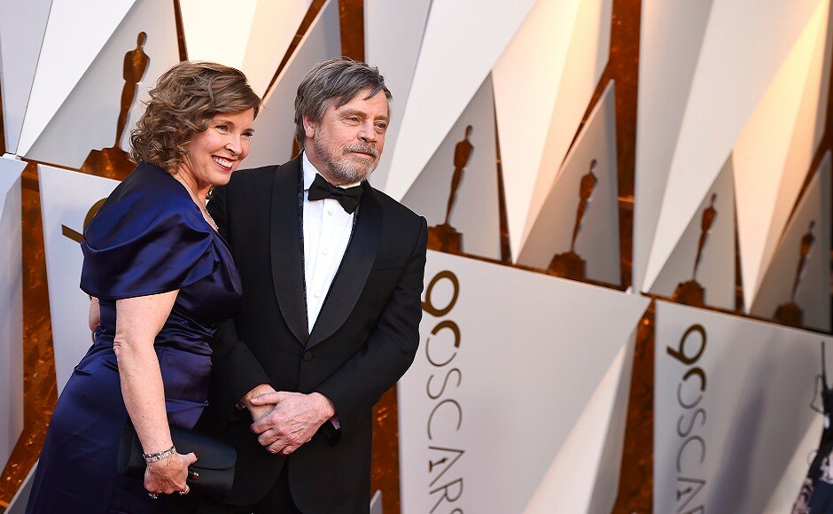 Marilou York, left, and Mark Hamill arrive at the Oscars on Sunday, March 4, 2018, at the Dolby Theatre in Los Angeles. (Photo by Jordan Strauss/Invision/AP)