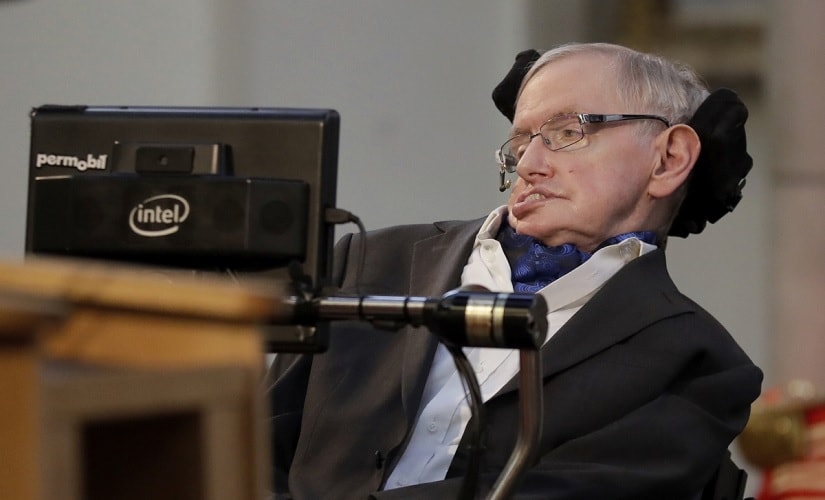 Professor Stephen Hawking delivers a keynote speech as he receives the Honorary Freedom of the City of London. AP