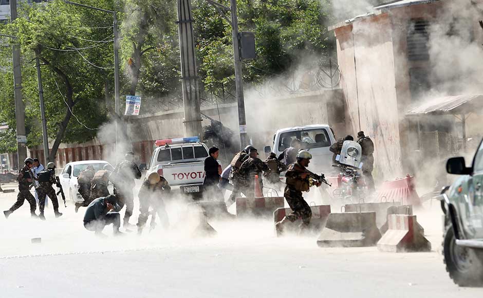 At least 25 people, including journalists, were killed when two suicide blasts ripped through Kabul on Monday, police have confirmed. AP At least 25 people, including journalists, were killed when two suicide blasts ripped through Kabul on Monday, police have confirmed. AP