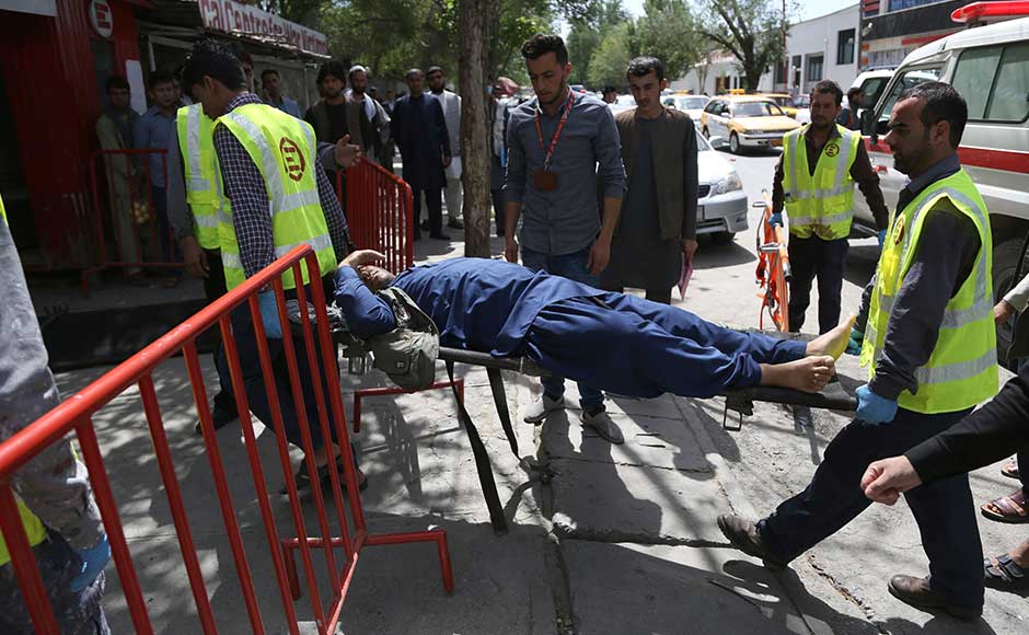 The first blast came shortly before 8:00 am (03:30 local time) near the headquarters of the Afghan intelligence services, when a motorcyclist detonated his explosives, the interior ministry said. AP The first blast came shortly before 8:00 am (03:30 local time) near the headquarters of the Afghan intelligence services, when a motorcyclist detonated his explosives, the interior ministry said. AP