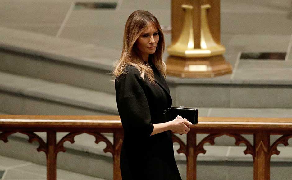 First lady Melania Trump attended the service “on behalf of the first family,” White House Deputy Press Secretary Lindsay Walters said in a statement. First lady Melania Trump attended the service “on behalf of the first family,” White House Deputy Press Secretary Lindsay Walters said in a statement.