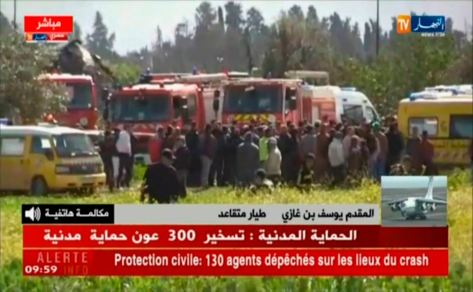 This still taken from TV shows emergency services at the scene of the crash. Algerian state radio said the cause of the crash remains unclear. Civil protection agency spokesman told <em>The Associated Press</em> that some passengers 