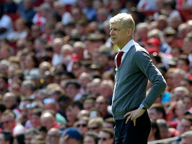 Arsenal manager Arsene Wenger during the English Premier League soccer match against West Ham United at the Emirates Stadium, London, Sunday April 22, 2018. (Mark Kerton/PA via AP)