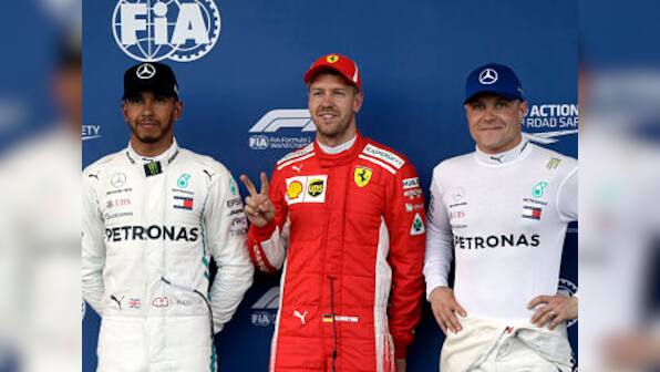Azerbaijan Grand Prix: Ferrari's Sebastian Vettel pips Mercedes' Lewis Hamilton and Valtteri Bottas to pole