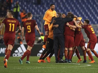 AS Roma stunned Barcelona to book a places in the Champions League semi-final. AP