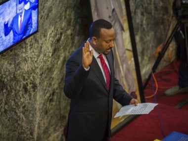 Abiy Ahmed is sworn in as Ethiopia's prime minister on Monday. AP