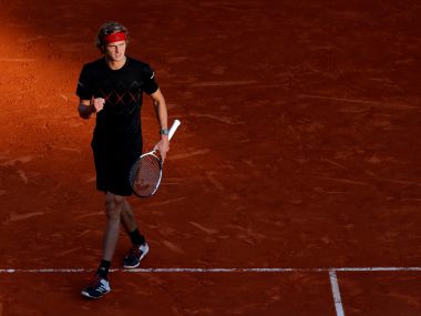Alexander Zverev reacts during his quarter final match against Richard Gasquet. Reuters