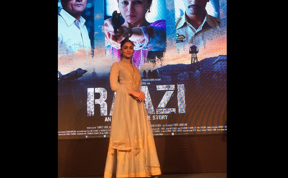 Alia Bhatt Vicky Kaushal Meghna Gulzar at audio launch event of the upcoming film Raazi