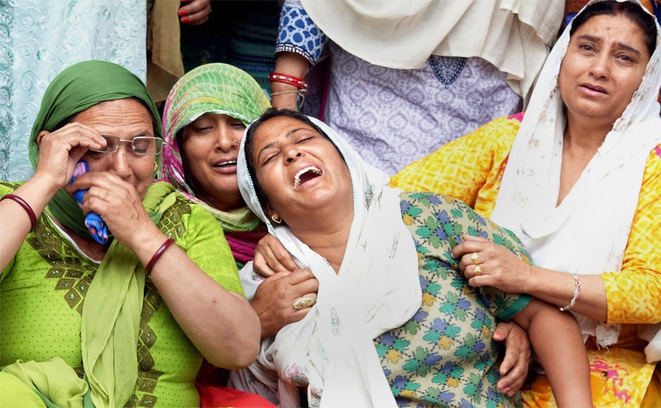 Family members mourn the death of the school children on Tuesday. Around 45 students of Wazir Ram Singh Pathania Memorial Public School were returning home when the bus fell into a 100-feet deep gorge near Gurchal village on the Nurpur-Chamba road. PTI Family members mourn the death of the school children on Tuesday. Around 45 students of Wazir Ram Singh Pathania Memorial Public School were returning home when the bus fell into a 100-feet deep gorge near Gurchal village on the Nurpur-Chamba road. PTI