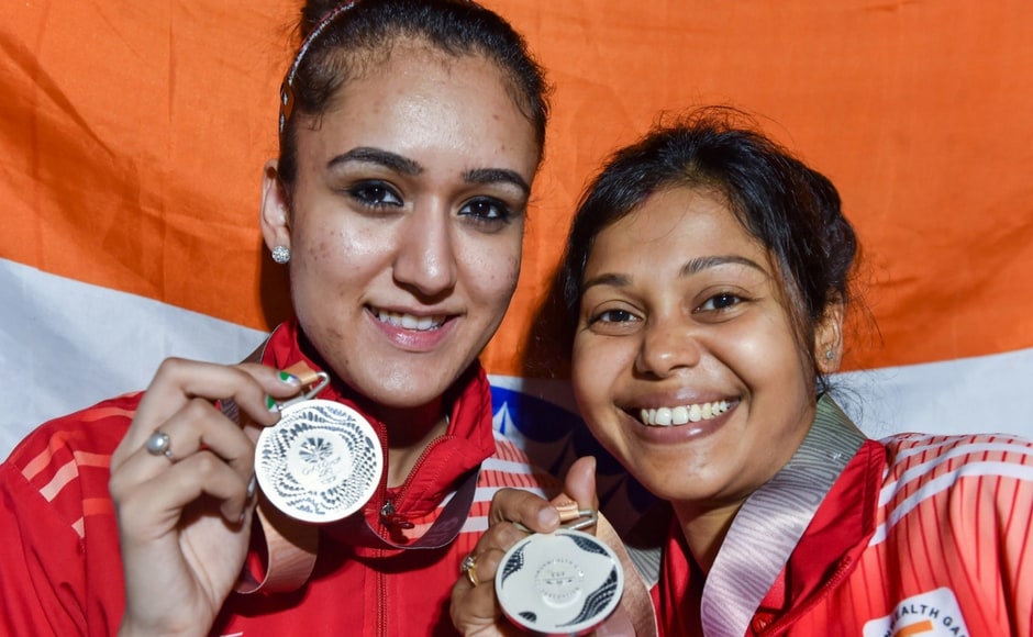 Continuing from their team sojourn where they won the gold medal, Mouma Das and Manika Batra claimed the silver in the women's doubles event. PTI Continuing from their team sojourn where they won the gold medal, Mouma Das and Manika Batra claimed the silver in the women's doubles event. PTI