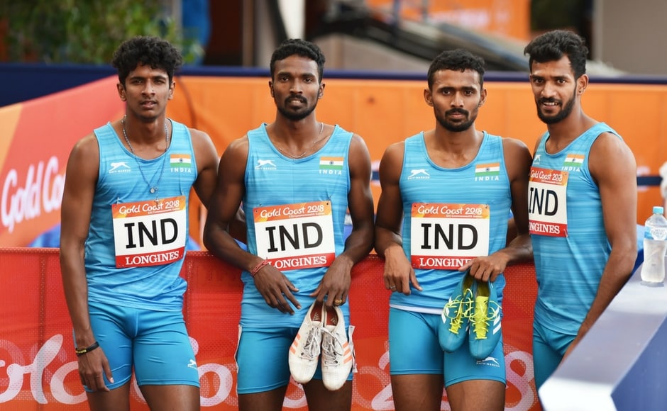 India Men's 4X400m Relay team members Amoj Jacob , Arokia Rajiv , Muhammed Anas Yahiya and Jeevan Karekoppa Suresh after qualification during the Commonwealth Games 2018 in Gold Coast. PTI India Men's 4X400m Relay team members Amoj Jacob , Arokia Rajiv , Muhammed Anas Yahiya and Jeevan Karekoppa Suresh after qualification during the Commonwealth Games 2018 in Gold Coast. PTI
