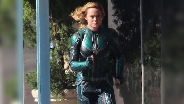 Captain Marvel star Brie Larson films action scene in Kree armour in Los Angeles