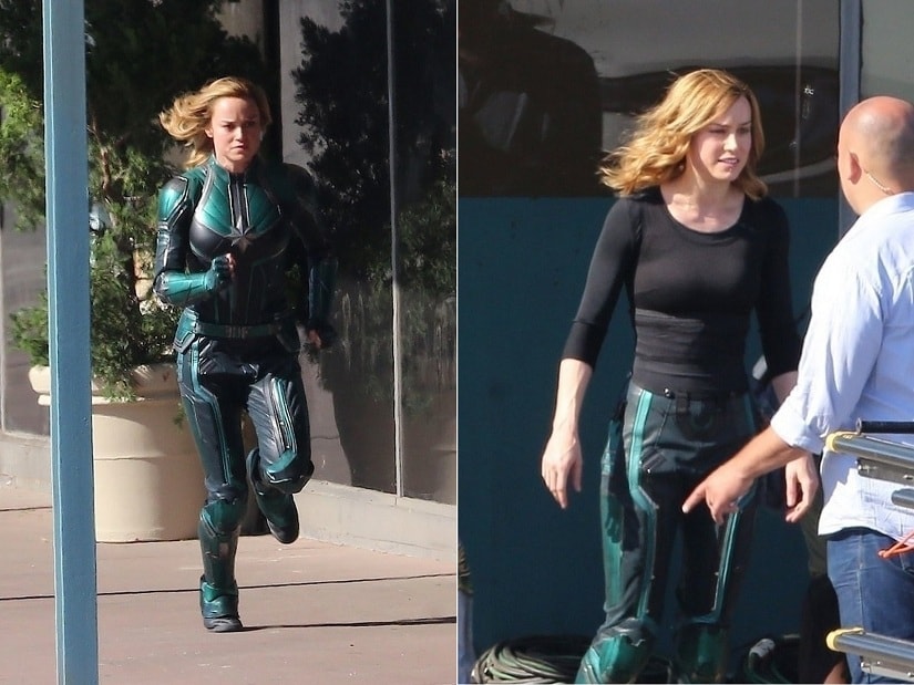 Captain Marvel star Brie Larson films action scene in Kree armour in Los Angeles