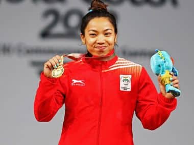 India’s Mirabai Chanu lifted 196 kg to win the gold on Thursday. Twitter/ @GC2018