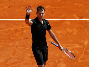 Dominic Thiem celebrates winning his second round match against Andrey Rublev. Reuters