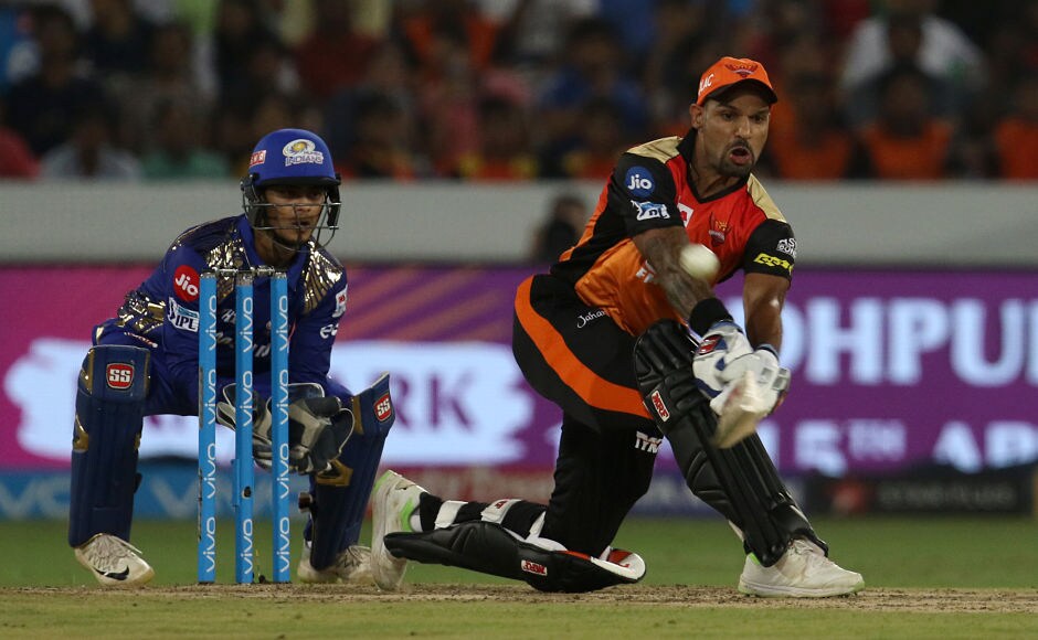 Shikhar Dhawan gave Sunrisers Hyderabad a great start when they came out to chase, scoring 45 off 28 balls before being caught at the boundary. Shikhar Dhawan gave Sunrisers Hyderabad a great start when they came out to chase, scoring 45 off 28 balls before being caught at the boundary.