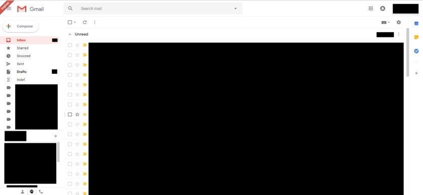 Gmail interface