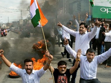 File image of lawyers in Jammu protesting over the Kathua rape and murder case. PTI