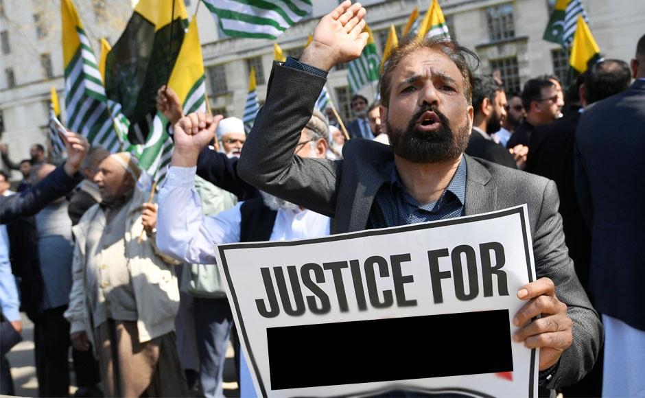 Apart from protesting over the Kathua rape case, anti-Modi protesters from Caste Watch UK and South Asia Solidarity group waved banners such as 'Modi, you have blood on your hands' and 'Modi Not Welcome'. Reuters Apart from protesting over the Kathua rape case, anti-Modi protesters from Caste Watch UK and South Asia Solidarity group waved banners such as 'Modi, you have blood on your hands' and 'Modi Not Welcome'. Reuters