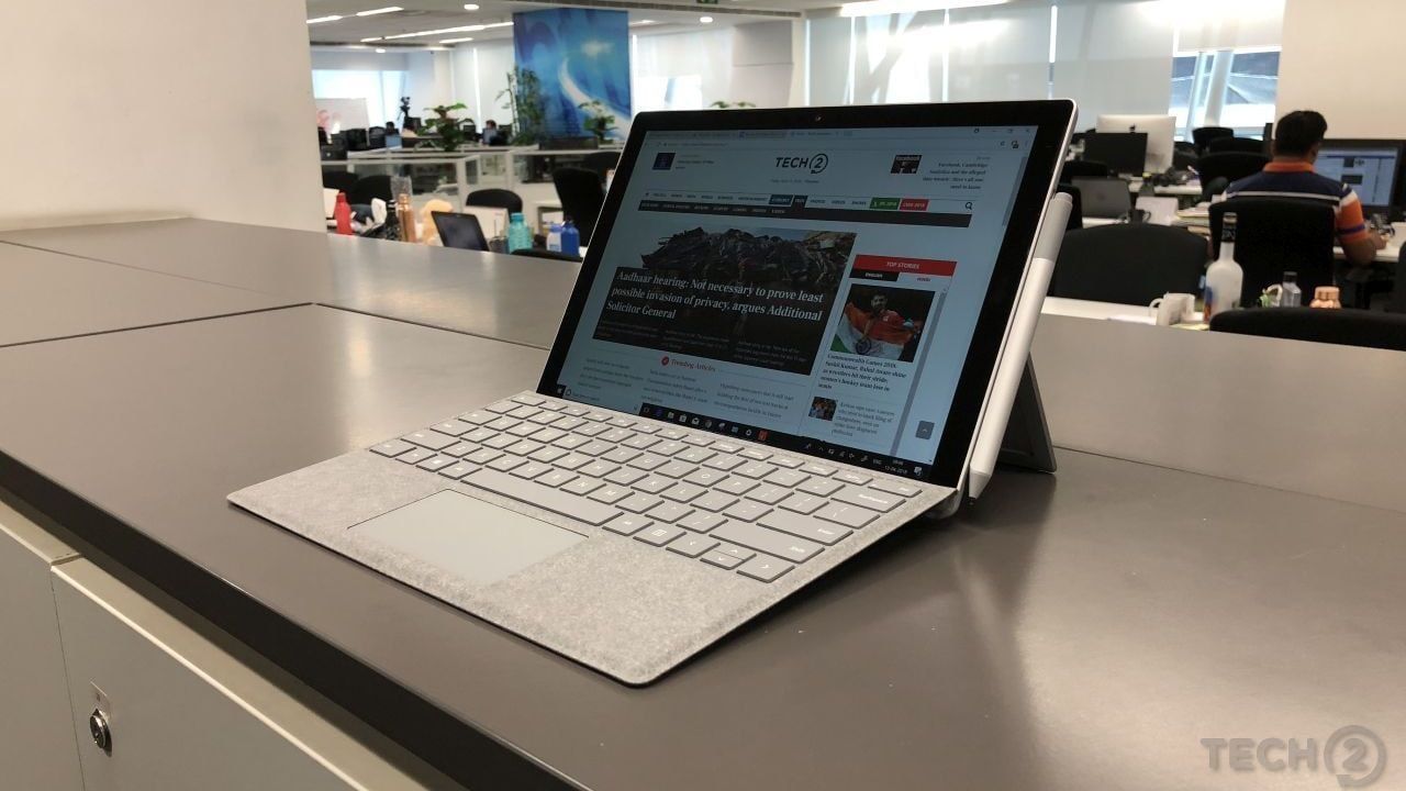 Microsoft Surface Pro (2018) seen along with the Surface Pen and Surface Type Cover