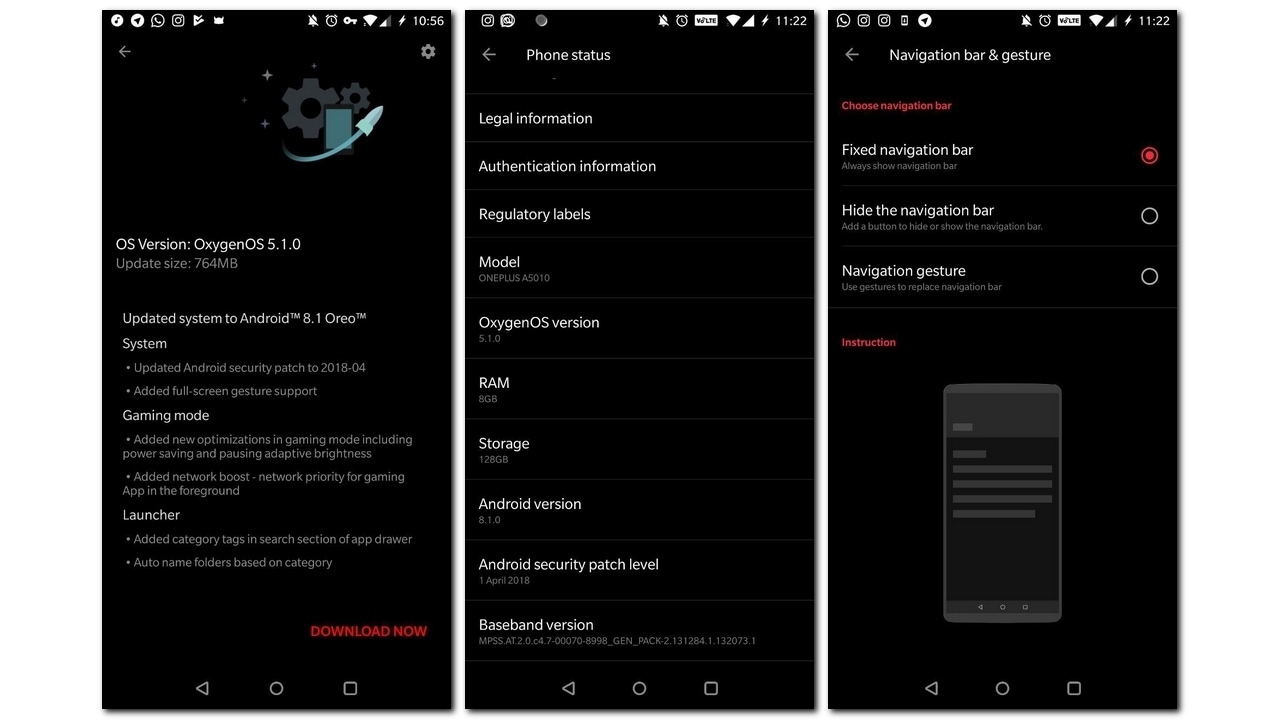 OnePlus 5T Android 8.1 Oreo update