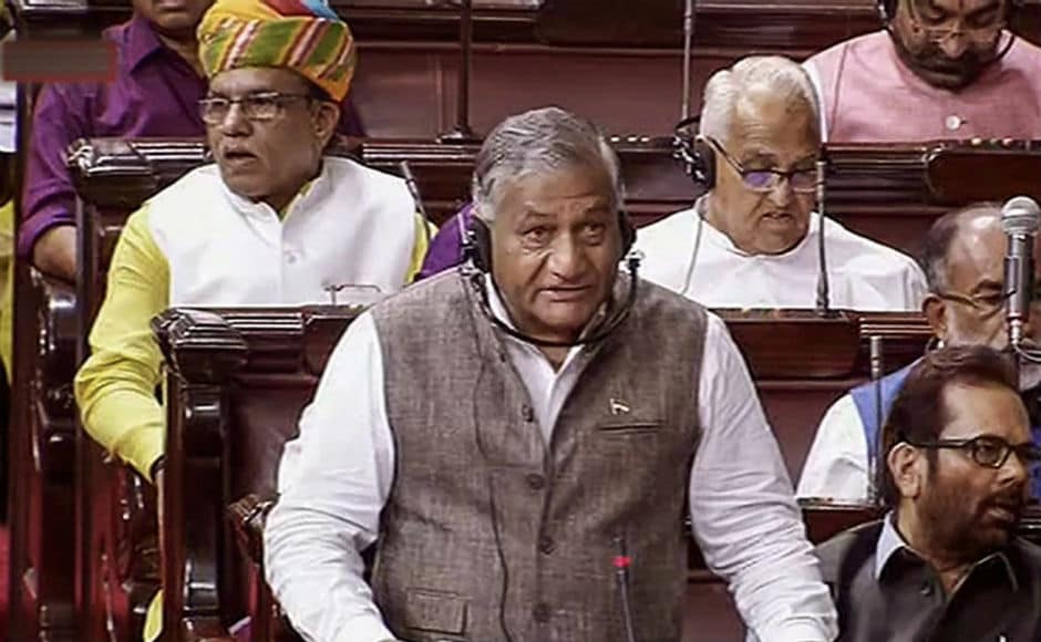 Union Minister of State for External Affairs VK Singh speaking in Rajya Sabha. When the House re-assembled, the Opposition members were again in the Well raising slogans. An agitated Deputy Chairman PJ Kurien, warned the members of suspension from the House. However, as heated exchange continued, the House was finally adjourned for the day. PTI Union Minister of State for External Affairs VK Singh speaking in Rajya Sabha. When the House re-assembled, the Opposition members were again in the Well raising slogans. An agitated Deputy Chairman PJ Kurien, warned the members of suspension from the House. However, as heated exchange continued, the House was finally adjourned for the day. PTI