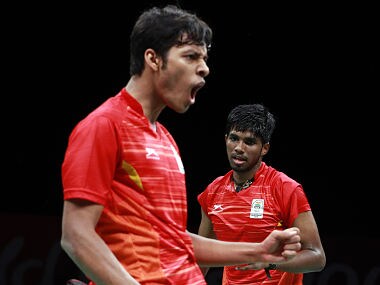 Badminton - Gold Coast 2018 Commonwealth Games - Mixed Team Gold Medal Match - India v Malaysia - Carrara Sports Arena 2 - Gold Coast, Australia - April 9, 2018. Chirag Chandrashekhar Shetty and Satwik Rankireddy of India. REUTERS/Athit Perawongmetha - UP1EE490SV7K9
