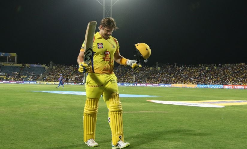 Chennai Super Kings' Shane Watson walks away after being dismissed against Rajasthan Royals. IPL/SPORTZPICS