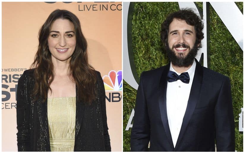 FILE - This combination of file photos shows Sara Bareilles, left, on Feb. 27, 2018 during a press junket for 