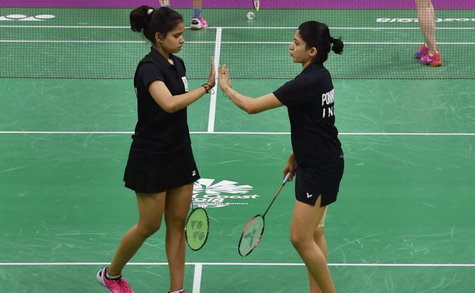 India's Sikki Reddy and Ashwini Ponnappa celebrate after winning the women's doubles tie. PTI India's Sikki Reddy and Ashwini Ponnappa celebrate after winning the women's doubles tie. PTI
