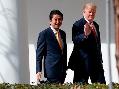 File image of Japanese prime minister Shinzo Abe and US president Donald Trump. AP