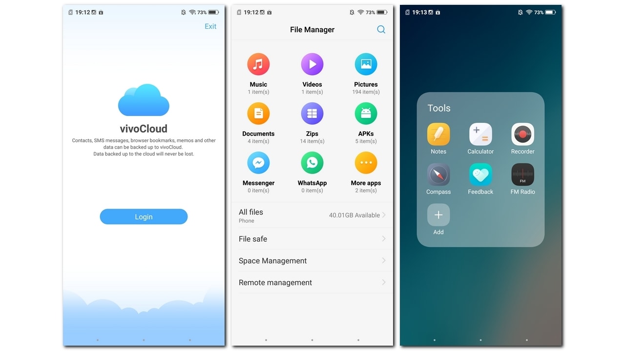 The folder structure and even the Vivo Cloud logo is similar to the iOS counterpart.