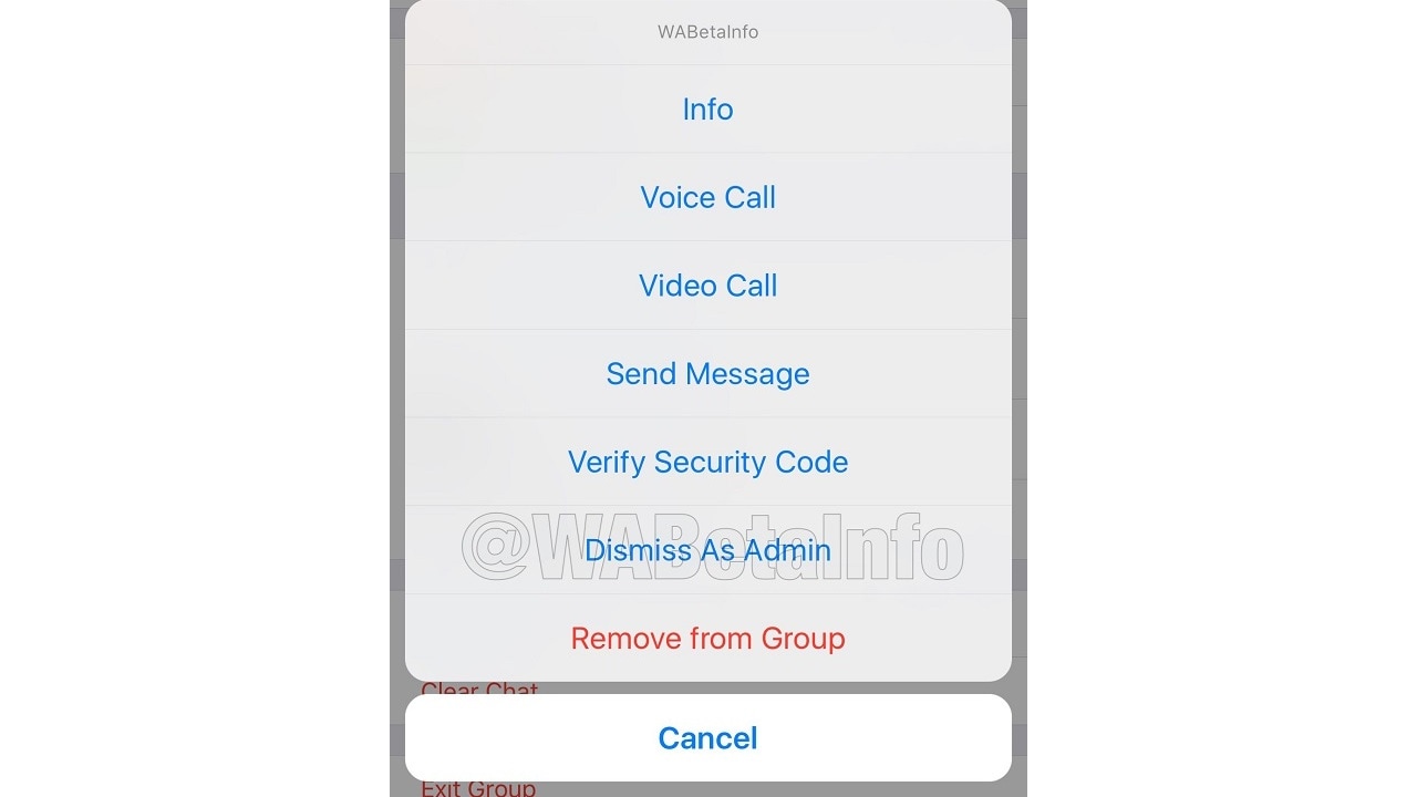Dismiss option on WhatsApp. WABeta.com
