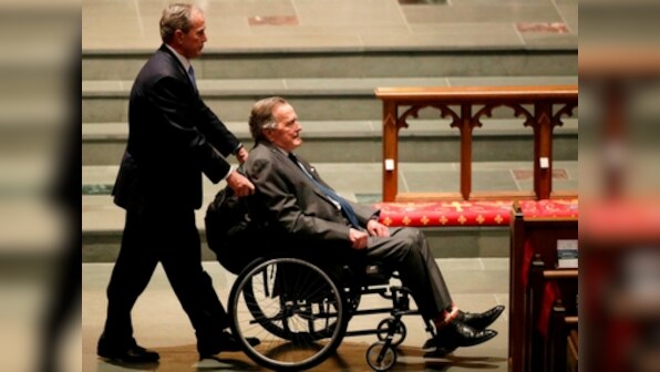 Day after wife Barbara's funeral, George HW Bush hospitalised with blood infection; ex-president 'appears to be recovering', says spokesman