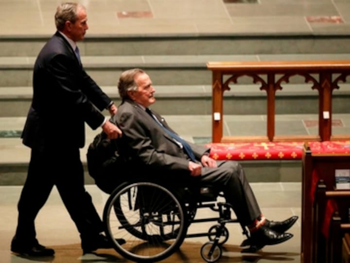 Day after wife Barbara's funeral, George HW Bush hospitalised with blood infection; ex-president 'appears to be recovering', says spokesman