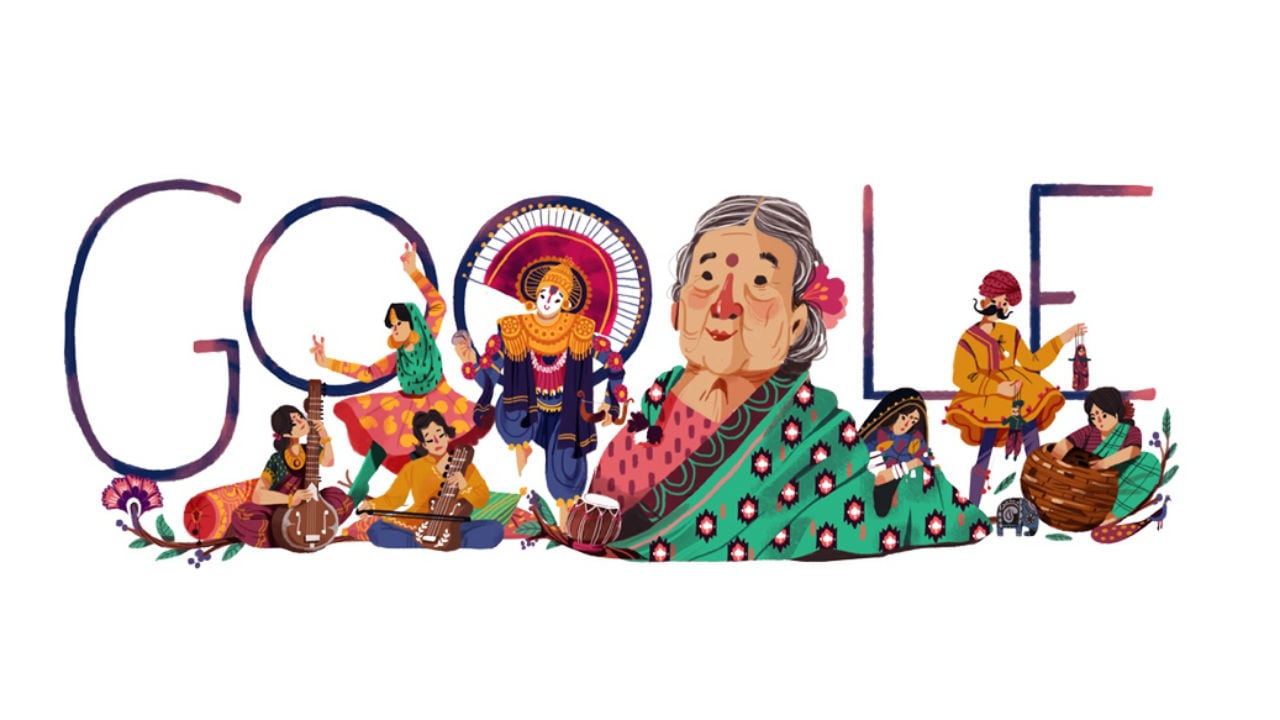 Google Doodle celebrating Kamaladevi Chattopadhyay.