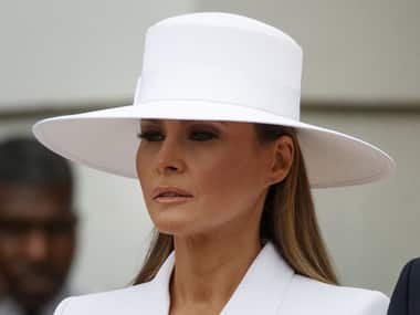 US First Lady Melania Trump embraces moment in spotlight with all-white outfit during French President Macron's state visit