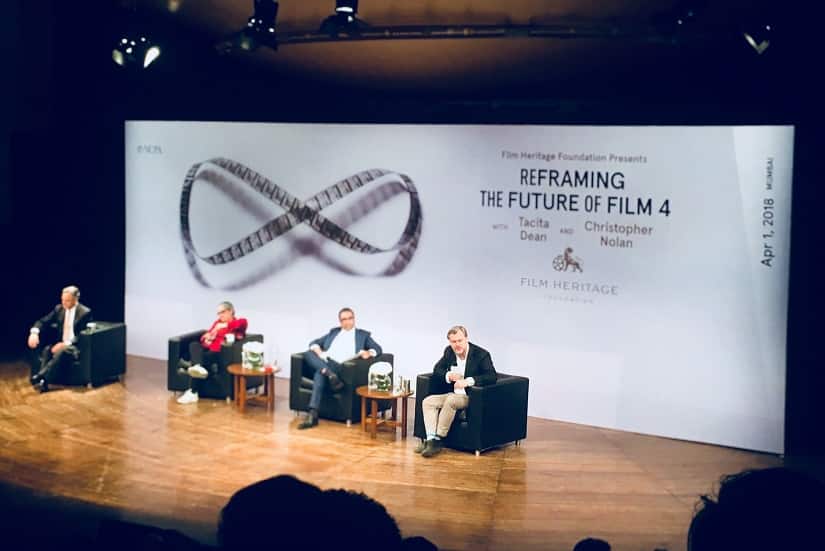 Christopher Nolan at the Reframing the Future of Film event in Mumbai on Sunday, 1 April. Photo courtesy Firstpost/Pradeep Menon