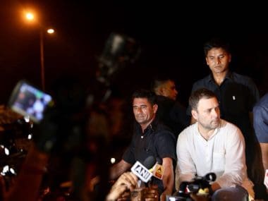 Congress chief Rahul Gandhi at Thursday's midnight candlelight vigil. Image courtesy: @INCIndia
