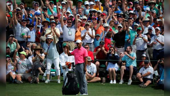 Tiger Woods is back at the Masters and the crowd is going crazy