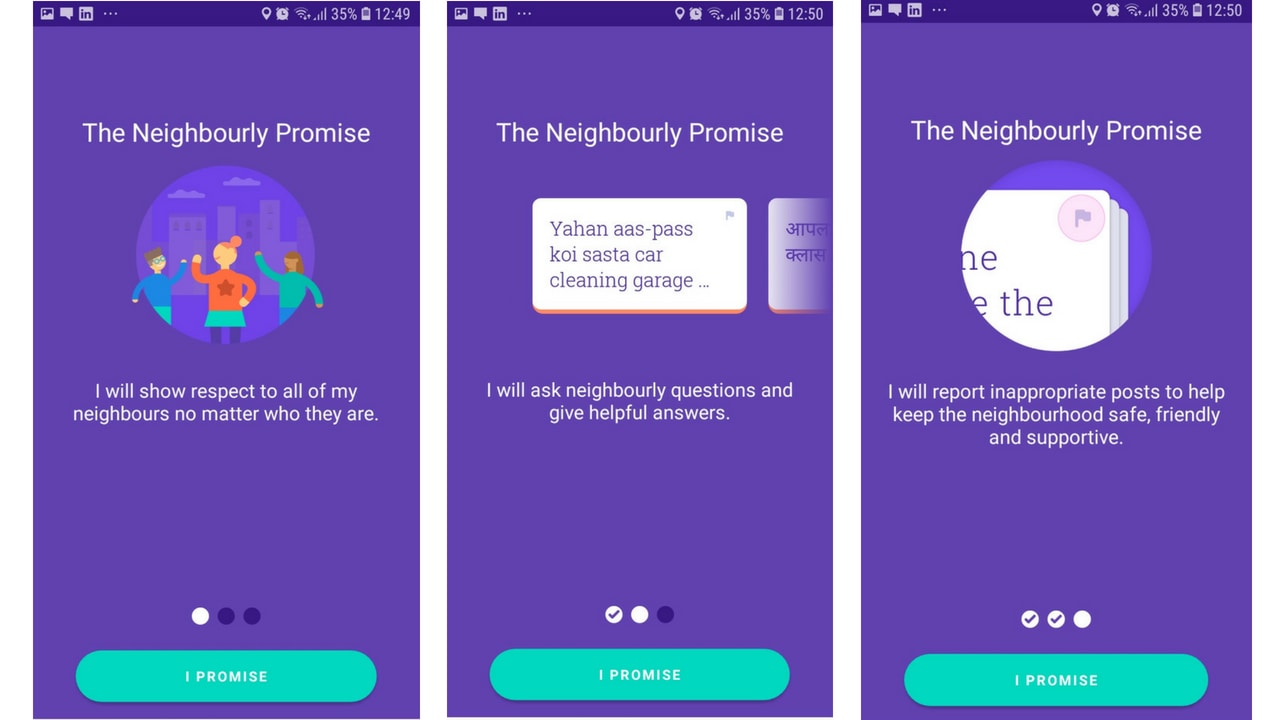 You're ask to keep the Neighbourly promise. Image: Google Neighbourly App