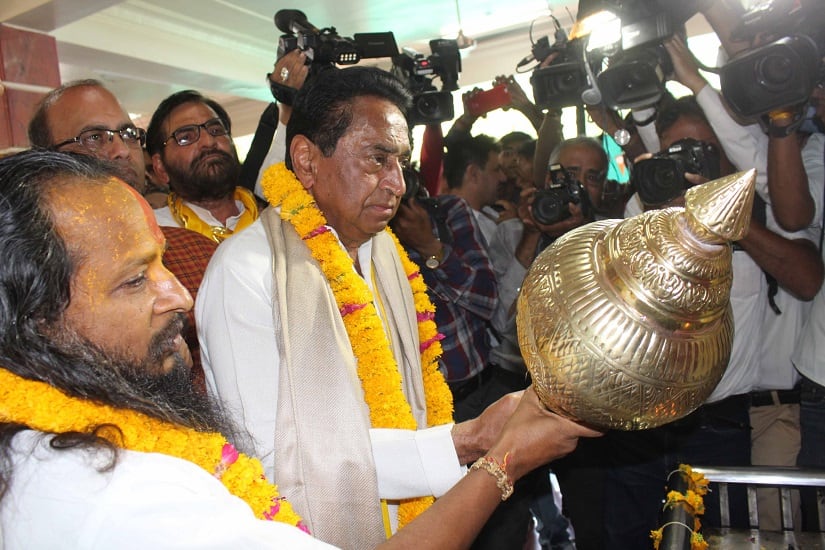 Kamal Nath also went around the famous Mahakal temple in Ujjain and Pitambara Peeth in Datia. Firstpost/Mohika Saxena