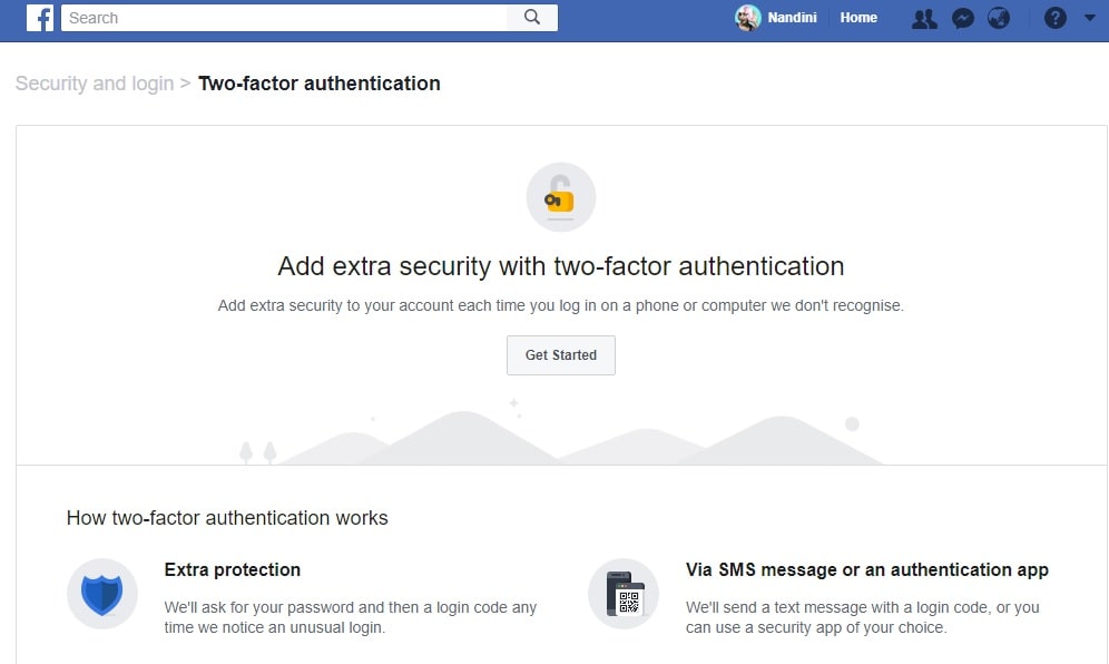 Facebook's new two factor authentication.