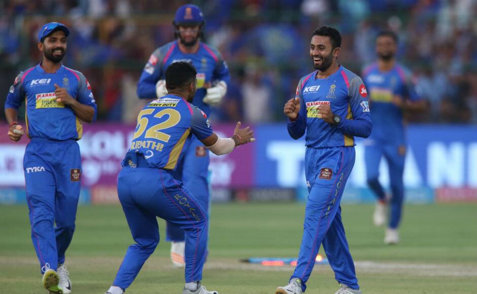 Shreyas Gopal was the star with the ball for Rajastha. He conceded just 16 runs in his four overs, taking four wickets in the process. At the end, Royal Challengers Bangalore were bowled out for 134. Sportzpics