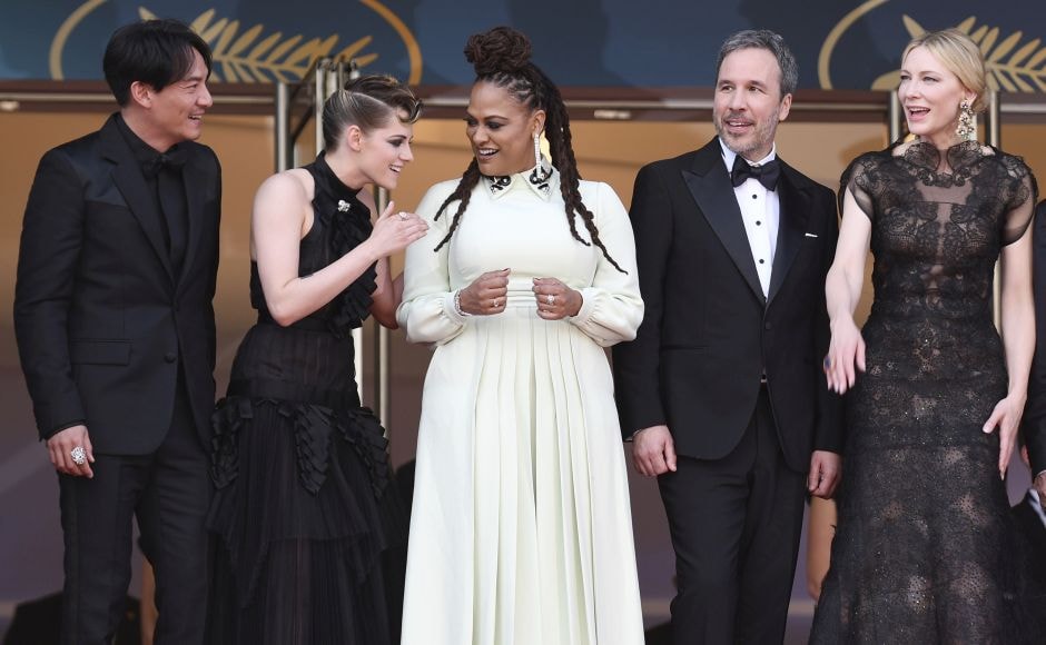 (From L-R) Jury members Chang Chen, Kristen Stewart, Ava DuVernay, Denis Villeneuve and Cate Blanchett pose for photographers upon arrival at the opening ceremony of the 71st international film festival, Cannes. Photo by Arthur Mola/Invision/AP