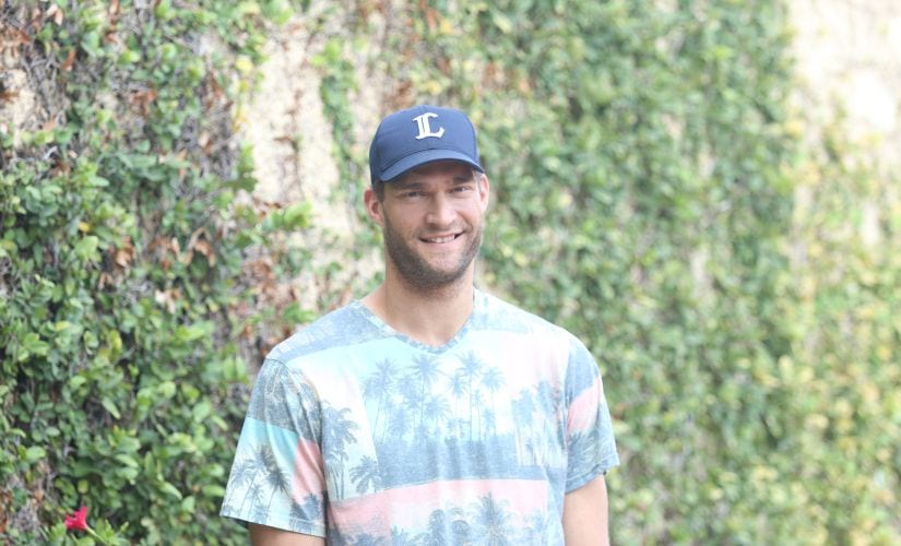 Brook Lopez poses during his visit to Mumbai